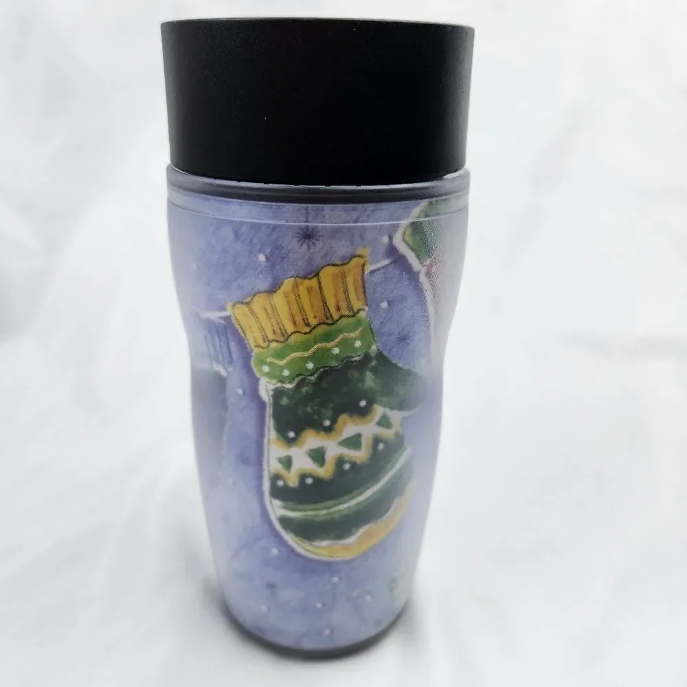 ☕️Vintage Starbucks 2001 Barista Blue Multicolored Mittens 8oz Travel Tumbler